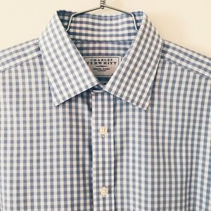 Charles Tyrwhitt Blue & White Checker Dress Shirt